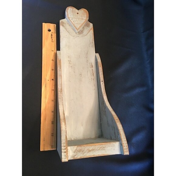 Wall Decor Wood Shelf Farmhouse Blue 14 x 5 x 4.25” Primitive Distressed Narrow - Picture 5 of 6